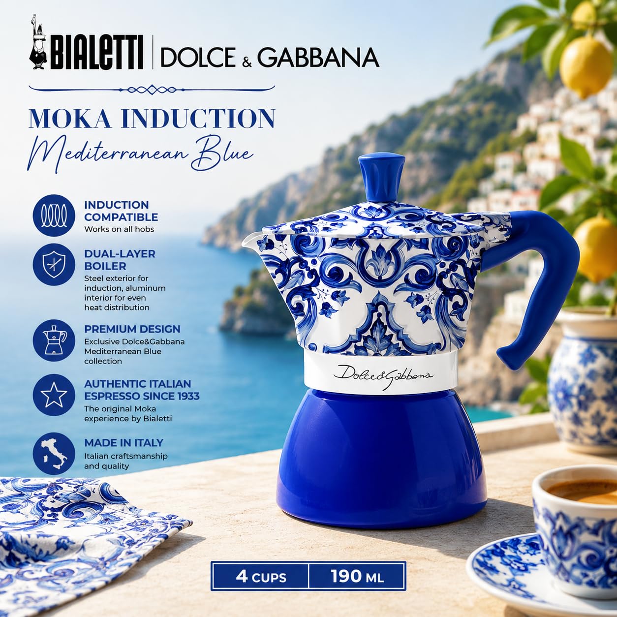 Amazon.com: Bialetti Dolce & Gabbana Mocinduction Blue